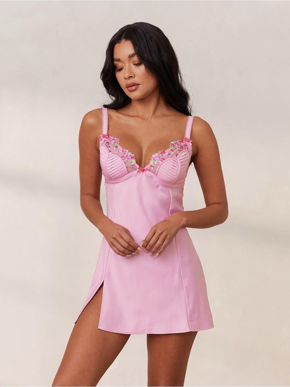 Lounge Eden Pink Satin Slip Dress Lace Trim NWT XXL
